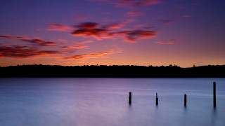 Sunset lake hill clouds orange - tranquil free wallpaper