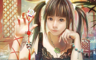 Girl necklace cellphone anime photoreal - her hand and a necklace free wallpaper