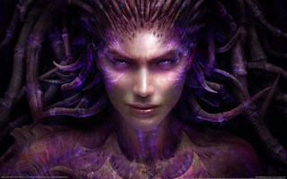 Purple hair woman weird look - weird free wallpaper for desktop