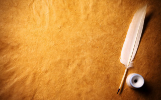 Feather quill tape table brown 2 - letterism free wallpaper