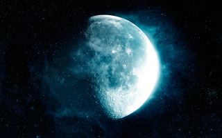 Large moon night sky blue - free stars wallpaper