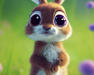 Cute rabbit big eyes purple - esao free wallpaper