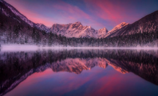 Mountain reflection sunset pink sky - caspar wolf free wallpaper for desktop