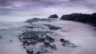 Rocky beach water rocks cloudy 2 - the sand free wallpaper