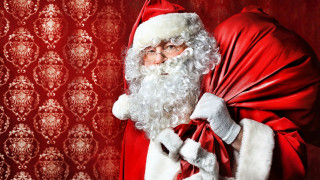 Santa elderly man red background - a red curtain free wallpaper for desktop