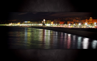 City night reflection clocktower skyline - widescreen free wallpaper