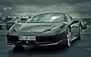 Black sports car parking lot 7 - a black sports car free wallpaper