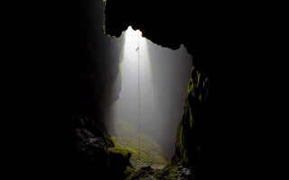 Cave walking light foggy sky - a foggy sky free wallpaper