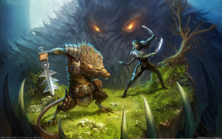 Forest fantasy battle dragon demon - chris rahn free wallpaper