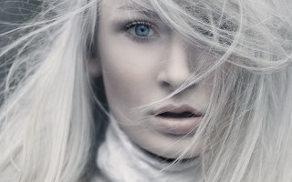 White hair blue eyes closeup - long white hair free wallpaper for desktop