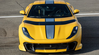 Yellow sports car black stripe 9 - hood free wallpaper for desktop