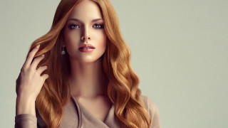 Red haired woman posing photorealistic - style free wallpaper for desktop