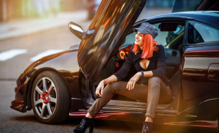 Woman sitting car fashion maximalism - maximalism free wallpaper