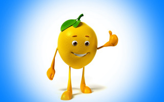 Yellow fruit with leaf thumbs - a thumb free wallpaper for desktop