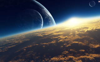 Earth space moon sun clouds - a view of the earth free wallpaper