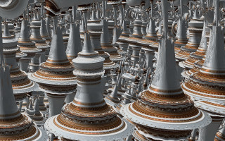 City towers clock library raytraced - a city free wallpaper