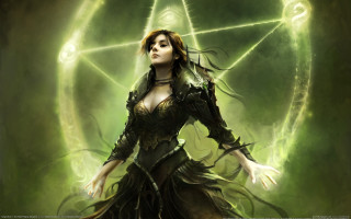Gothic magic woman energy halo - free cyberpunk wallpaper