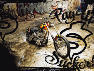 Motorcycle parking lot graffiti person - ed roth free wallpaper