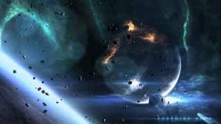 Space planet starcluster milkyway moon - a space scene free wallpaper for desktop