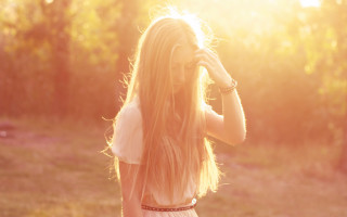 Woman field hair blowing sunset - the tree free wallpaper