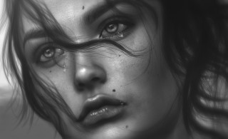 Woman blackandwhite hyperrealism portrait eyefocus - artistic free wallpaper