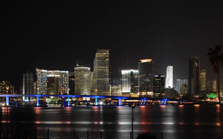 City skyline night bridge lights 3 - american barbizon school free wallpaper