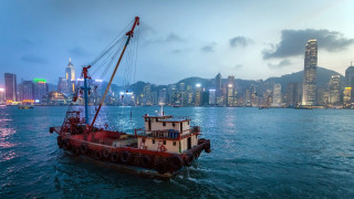 Cityscape boat water night skyline - regionalism free wallpaper