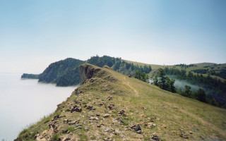 Hill lake trees fog neo - the air above free wallpaper