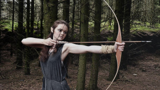 Woman black dress forest archer 2 - aileen eagleton free wallpaper