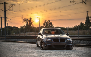 Sunset car railroad urban bush - daren bader free wallpaper for desktop