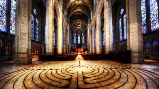 Large maze stained glass gothic - free architecture wallpaper