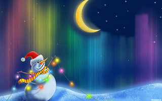 Snowman santa hat lights christmas - a snowman free wallpaper