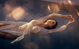 Woman floating water white dress 2 - daphne fedarb free wallpaper