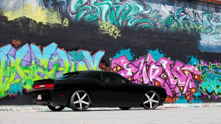 Black car graffiti wall colorful - clean line free wallpaper for desktop