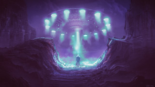 Man tunnel lights glowing fantasy - affinity photo free wallpaper for desktop