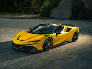 Yellow sports car street building 5 - side profile free wallpaper