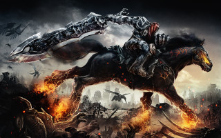 Horse rider fire field demon - a horse free wallpaper for desktop
