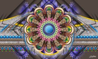 Colorful abstract blue center psychedelic - amanda sage free wallpaper