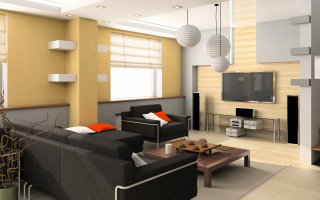 Living room minimalist 3d rendering - a couch free wallpaper