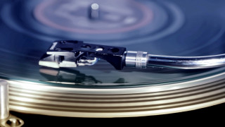 Record player blue disc silver - precisionism free wallpaper