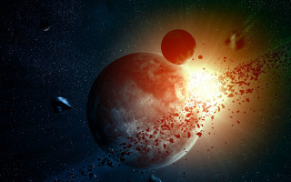 Space planet sun star aurora - a group of planets free wallpaper