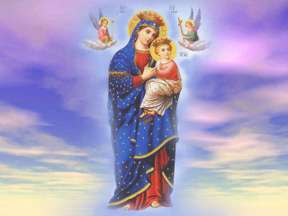 Virgin mary holding child angels - a child free wallpaper for desktop