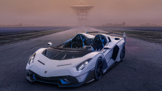 White sports car tower fog - a tower in the background free wallpaper