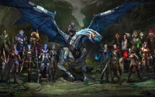 Epic fantasy group dragon horses - horseback free wallpaper