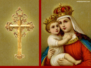 Woman child cross painting artwork - a child free wallpaper for desktop