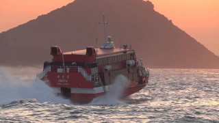 Red white boat ocean mountain - behance hd free wallpaper