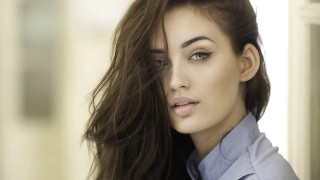 Annabel eyres woman blowing hair - realistic shaded perfect face free wallpaper