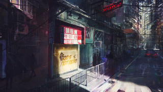 Cyberpunk street scene neon rain - cyberpunk city free wallpaper for desktop