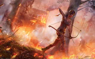 Man archer fire smoke house - a house in the background free wallpaper