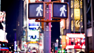 Pedestrian crossing neon city night - city free wallpaper